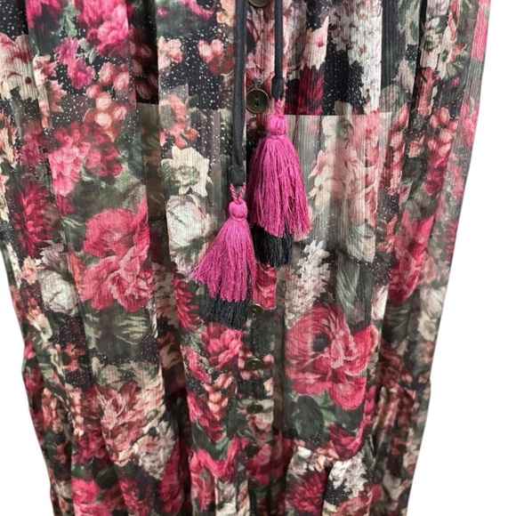 Johnny Was Jade Rachel Silk Chiffon Button- Down Maxi Dress NO SLIP XS Extra Sml - Picture 3 of 6